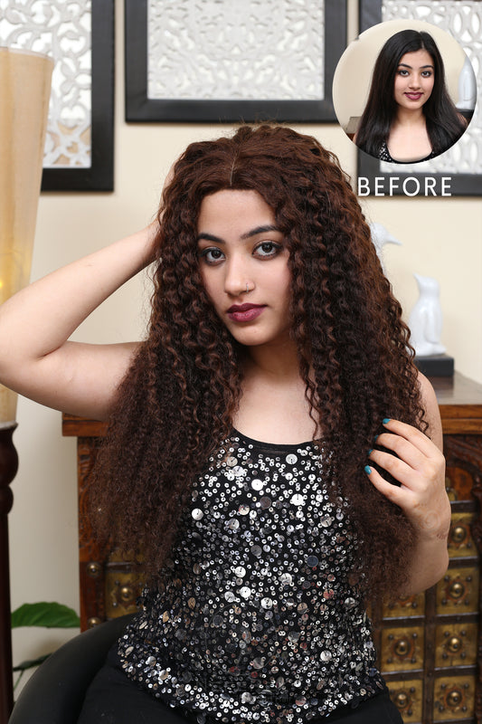 Frontal Lace Deep Curly Wig (Mocha Brown)