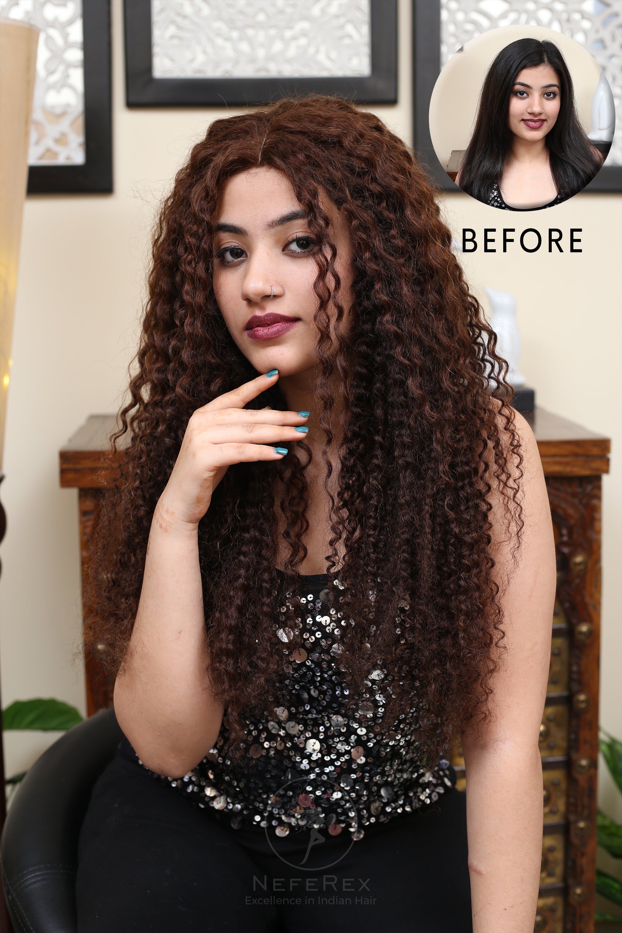 Frontal Lace Deep Curly Wig (Mocha Brown)