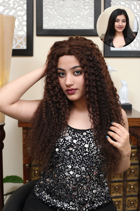 Frontal Lace Deep Curly Wig (Mocha Brown)